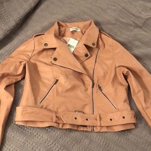 Faux Leather Motor Jacket